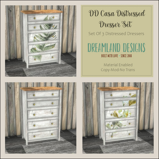 Second Life Marketplace DD Casa Distressed Dresser Set/ADD